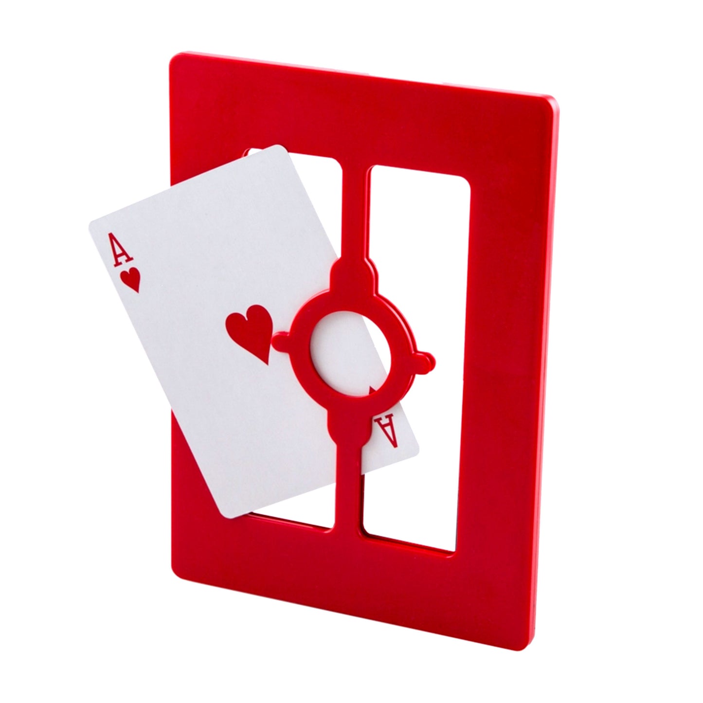 Close-up of the Magic TV Card Frame, a classic magician’s prop with a transparent front, showcasing a playing card inside.