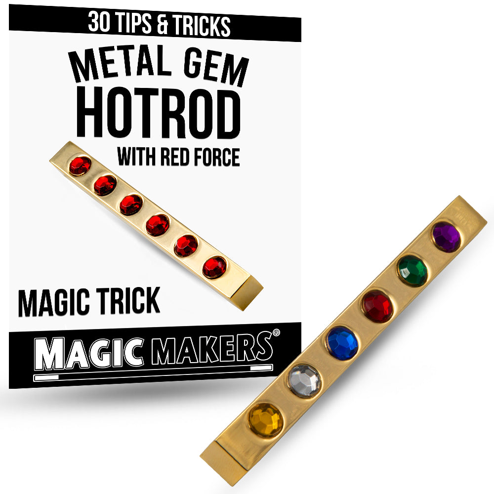 Vibrant Metal Gem Hotrod magic trick stick with colorful gems, ready to transform colors with a flick of the wrist.