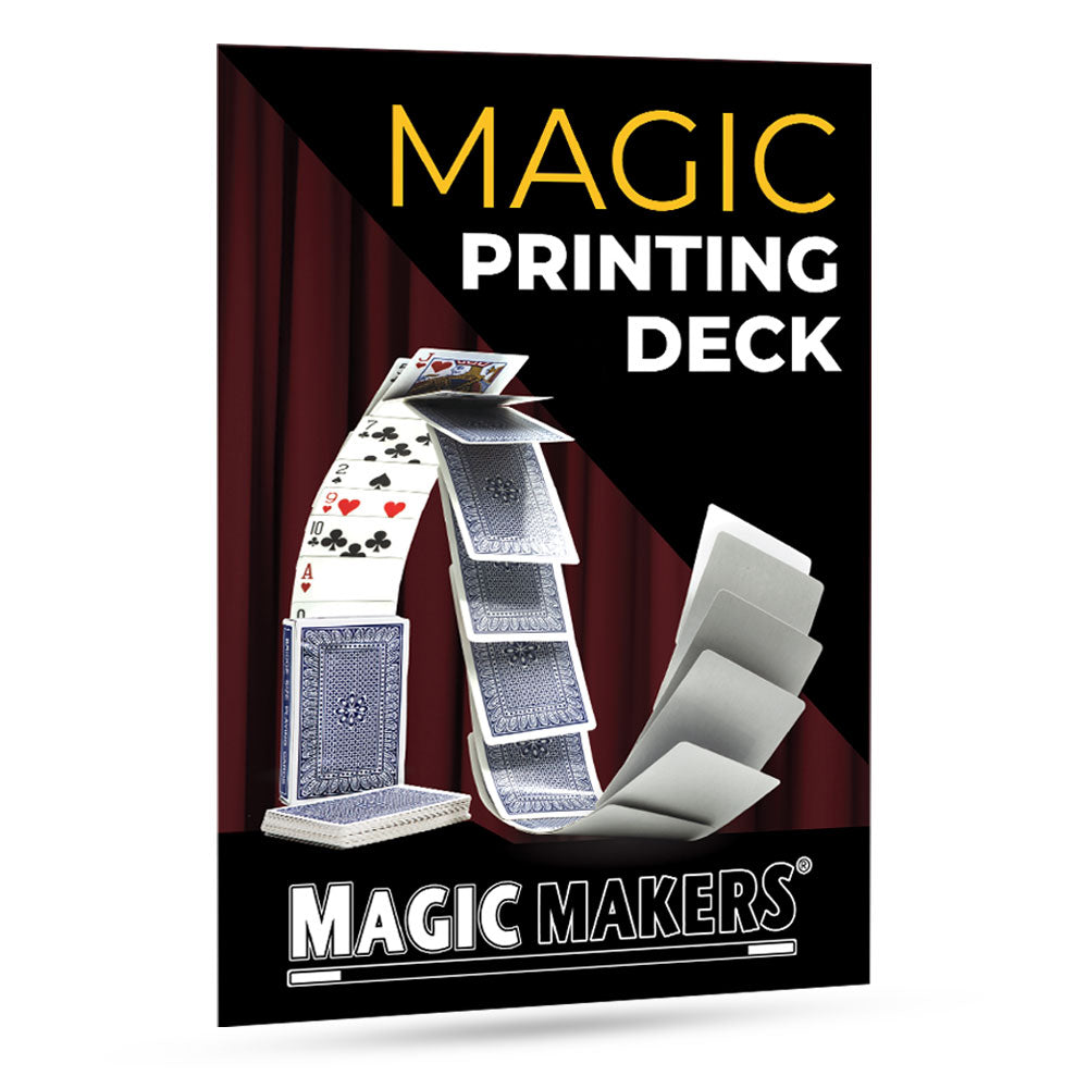 Stunning Magic Printing Deck with blank cards that transform into a full deck, showcasing a mesmerizing visual trick.