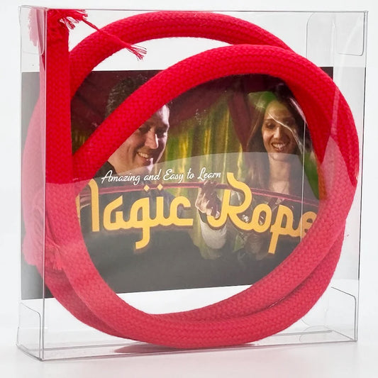 Vibrant red Magic Rope Pro displayed coiled and ready to transform from flexible to rigid with a magical snap.