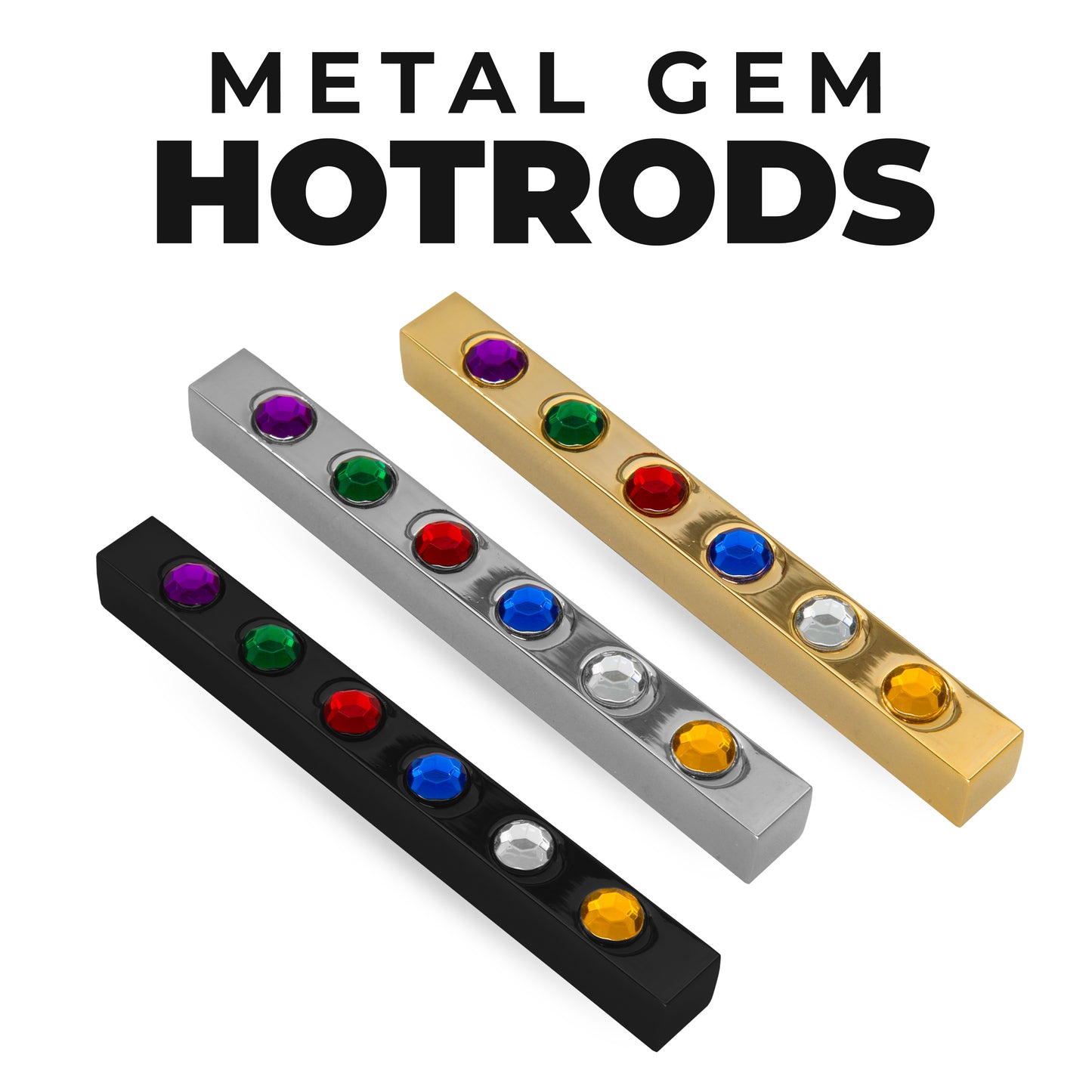 Vibrant Metal Gem Hotrod magic trick stick with colorful gems, ready to transform colors instantly with a flick.