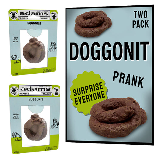 Realistic fake dog poo in a two-pack, crafted with lifelike color and texture for hilarious pranks and guaranteed laughs.