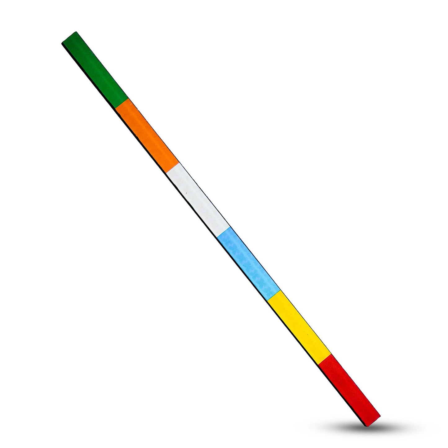 Sleek black wand with silver tips, ready to transform into a burst of vibrant colors, showcasing magical effects.