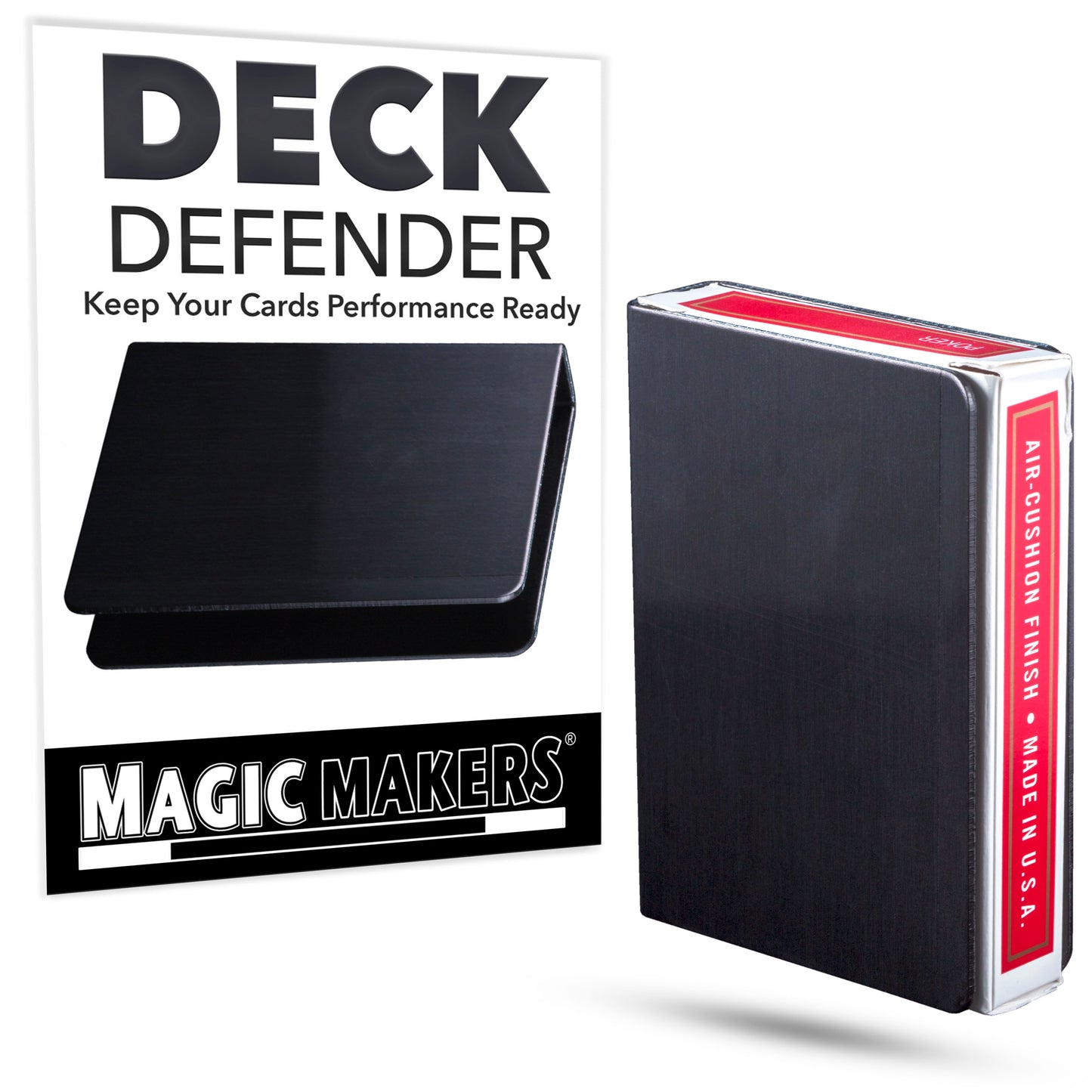 Sleek aluminum Deck Defender card guard designed to protect poker decks with a precision fit and adjustable tension.