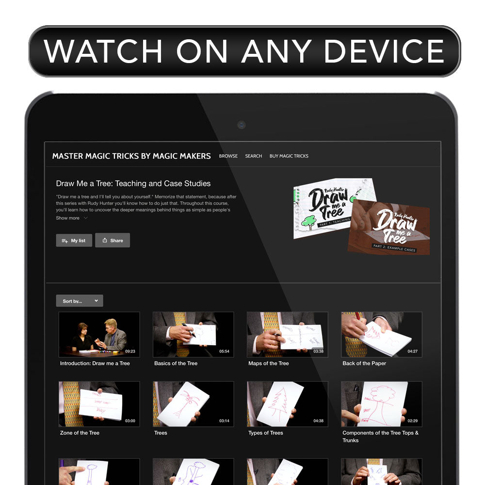 Explore the magic of mind reading with Rudy Hunter's 'Draw Me A Tree' downloadable course, featuring insightful video lessons.