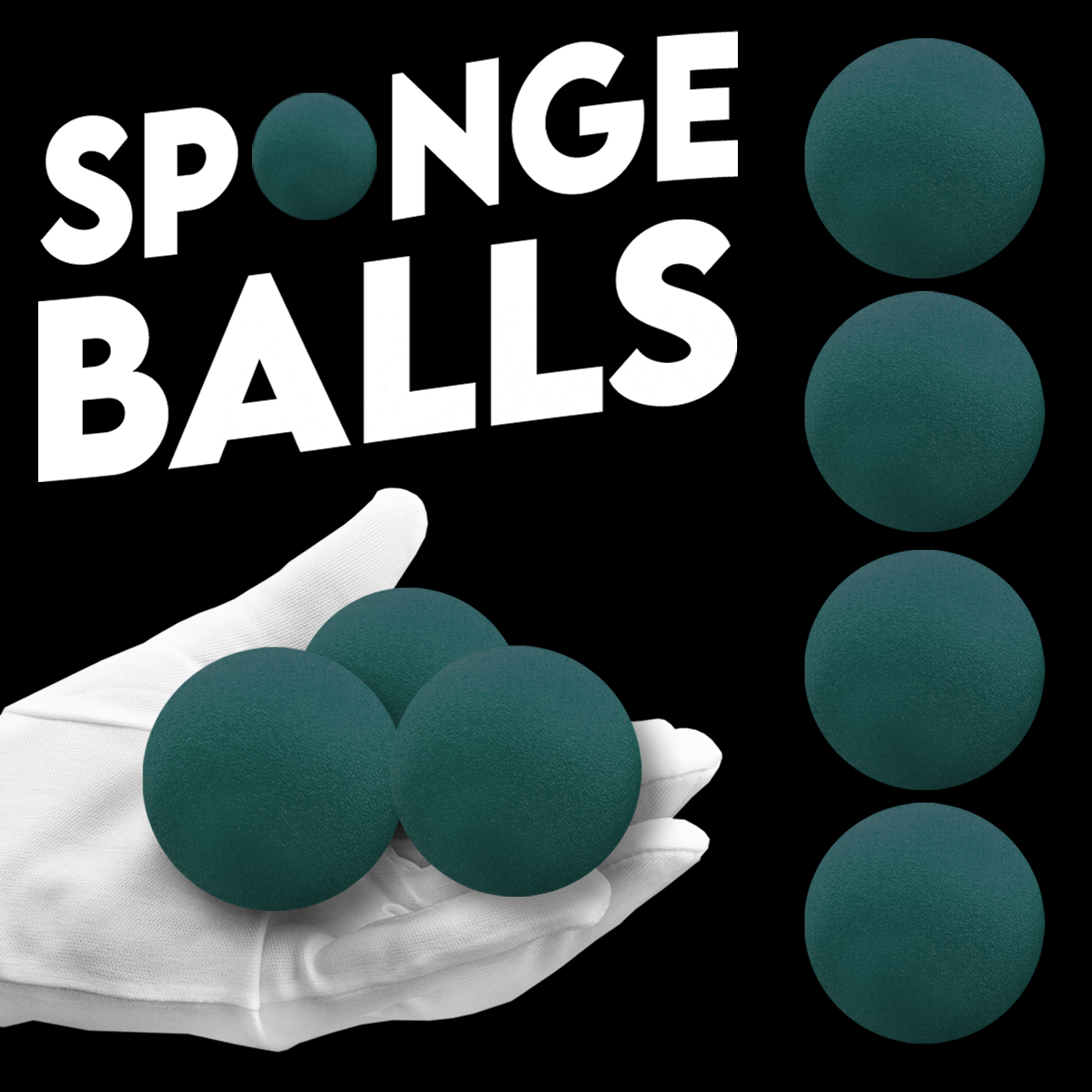 Vibrant set of four 2-inch sponge balls with Pro Grip, perfect for magic tricks, displayed in a sleek black windowed box.