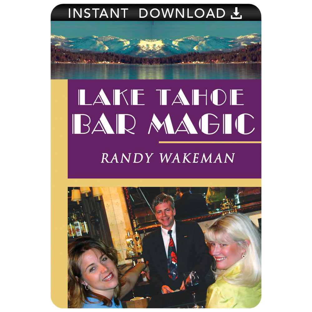 Randy Wakeman performing captivating close-up magic tricks from Lake Tahoe Bar Magic, showcasing cards and coins in action.