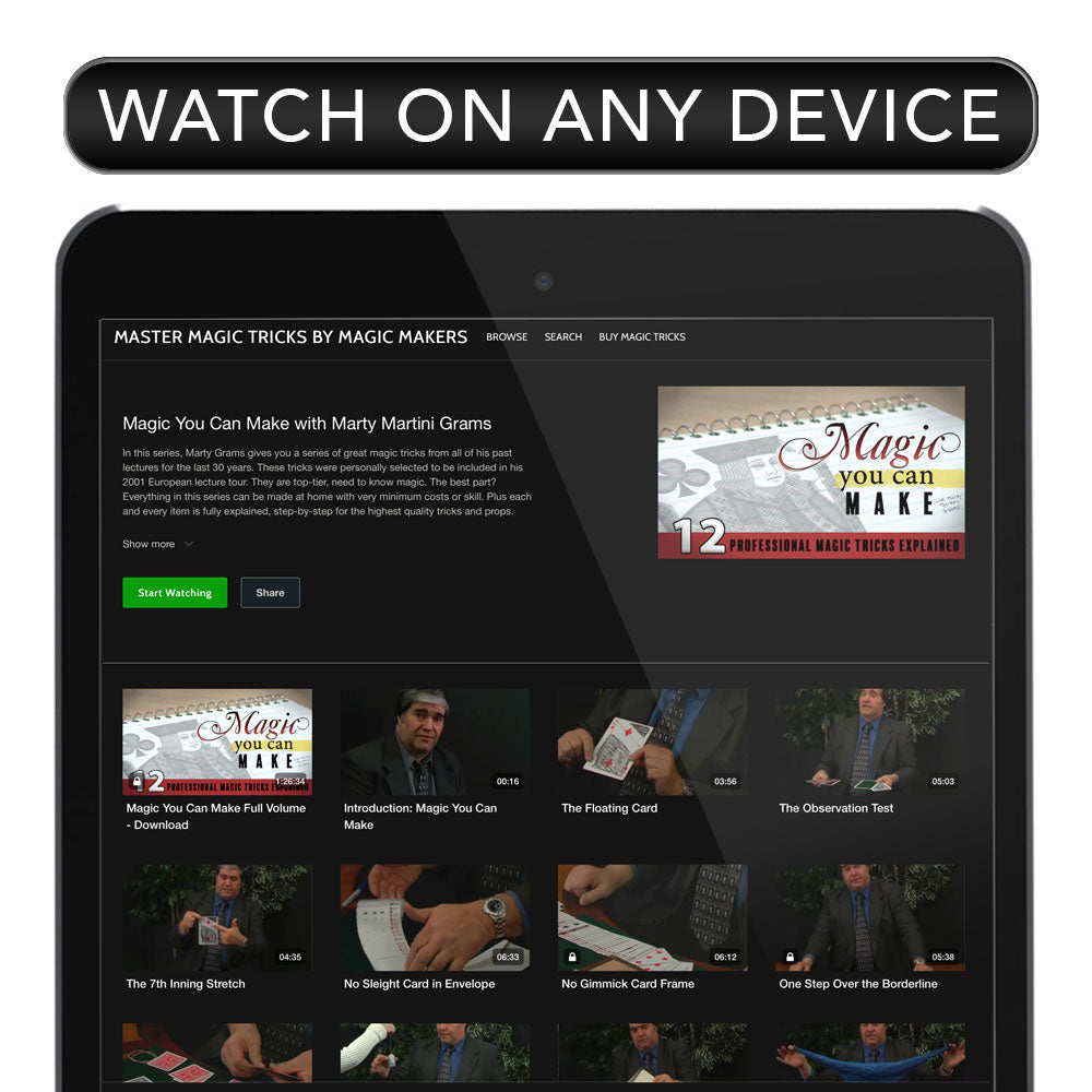 Explore the art of magic with Marty Grams’ downloadable video series, showcasing DIY tricks like the Floating Card.
