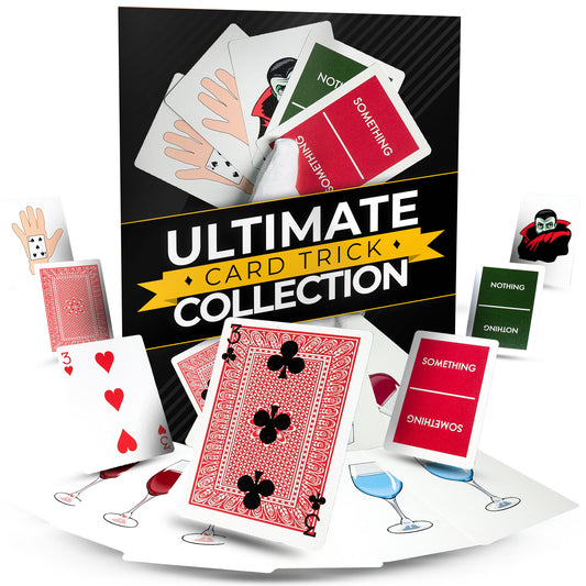 Dive into magic with the Ultimate Card Trick Collection, showcasing a vibrant deck and props for spellbinding illusions.