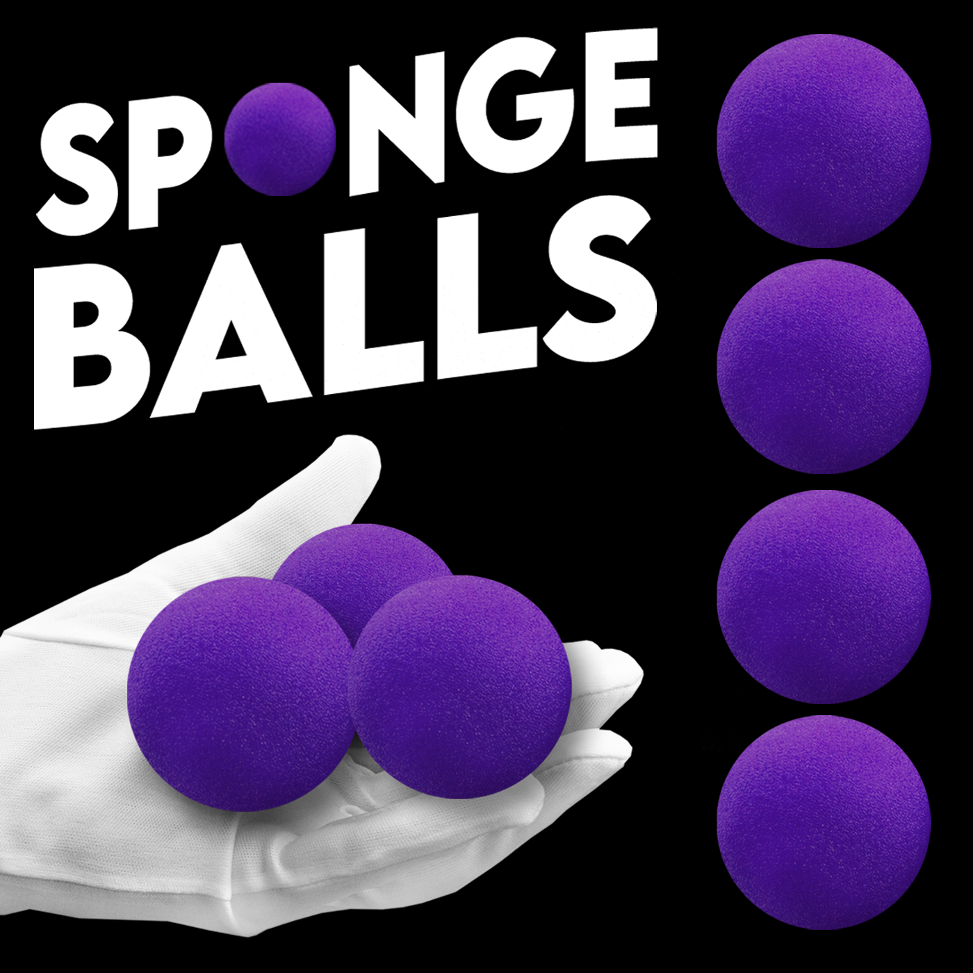 Vibrant set of four 2-inch sponge balls with Pro Grip, showcasing soft, squeezable texture in a sleek black windowed box.