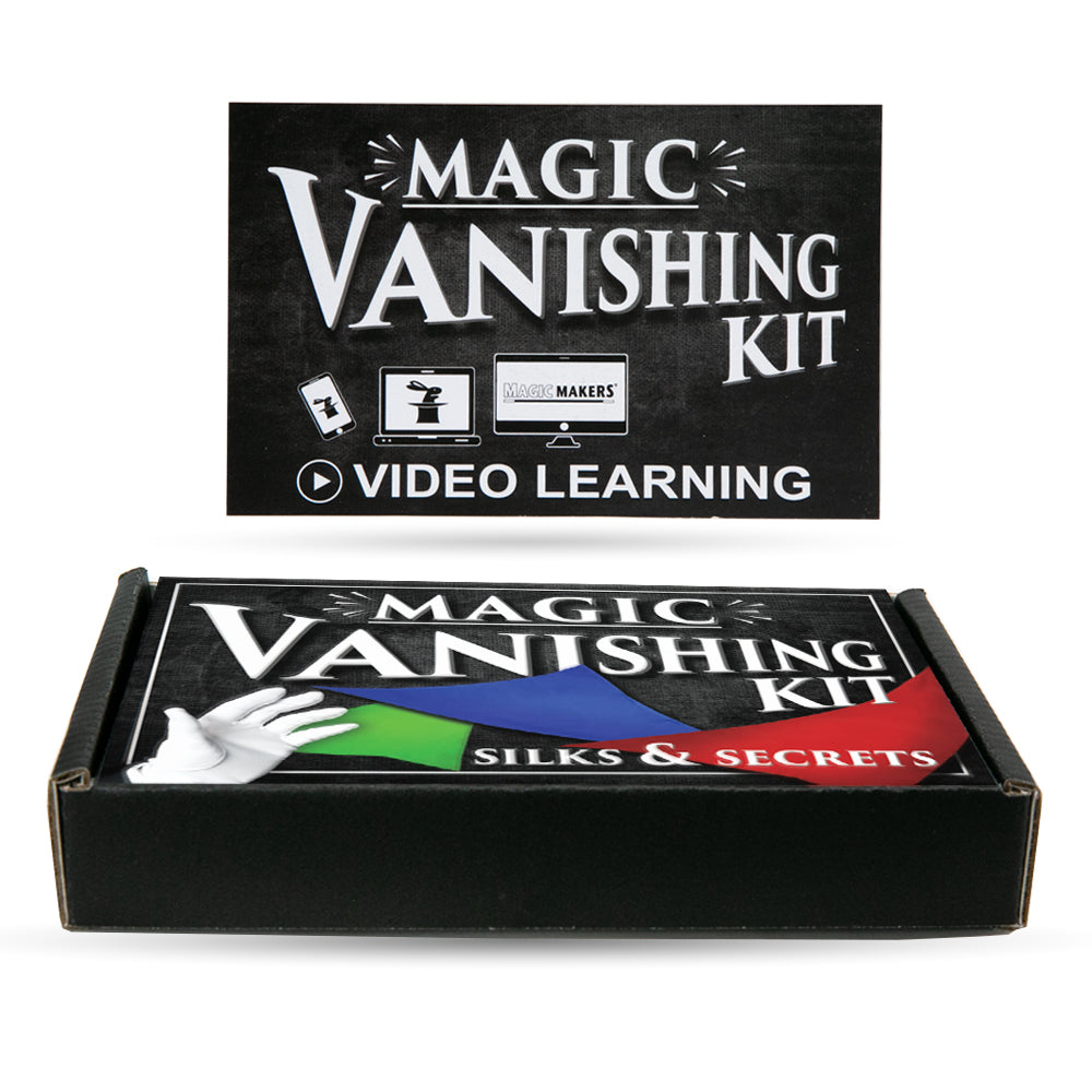 Vibrant red, blue, and green silks emerge and vanish in the Magic Vanishing Kit, showcasing a mesmerizing magic trick.