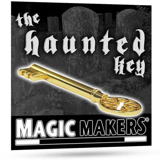 Close-up of a mysterious Haunted Key that magically moves on its own, resting on a dark, eerie background.