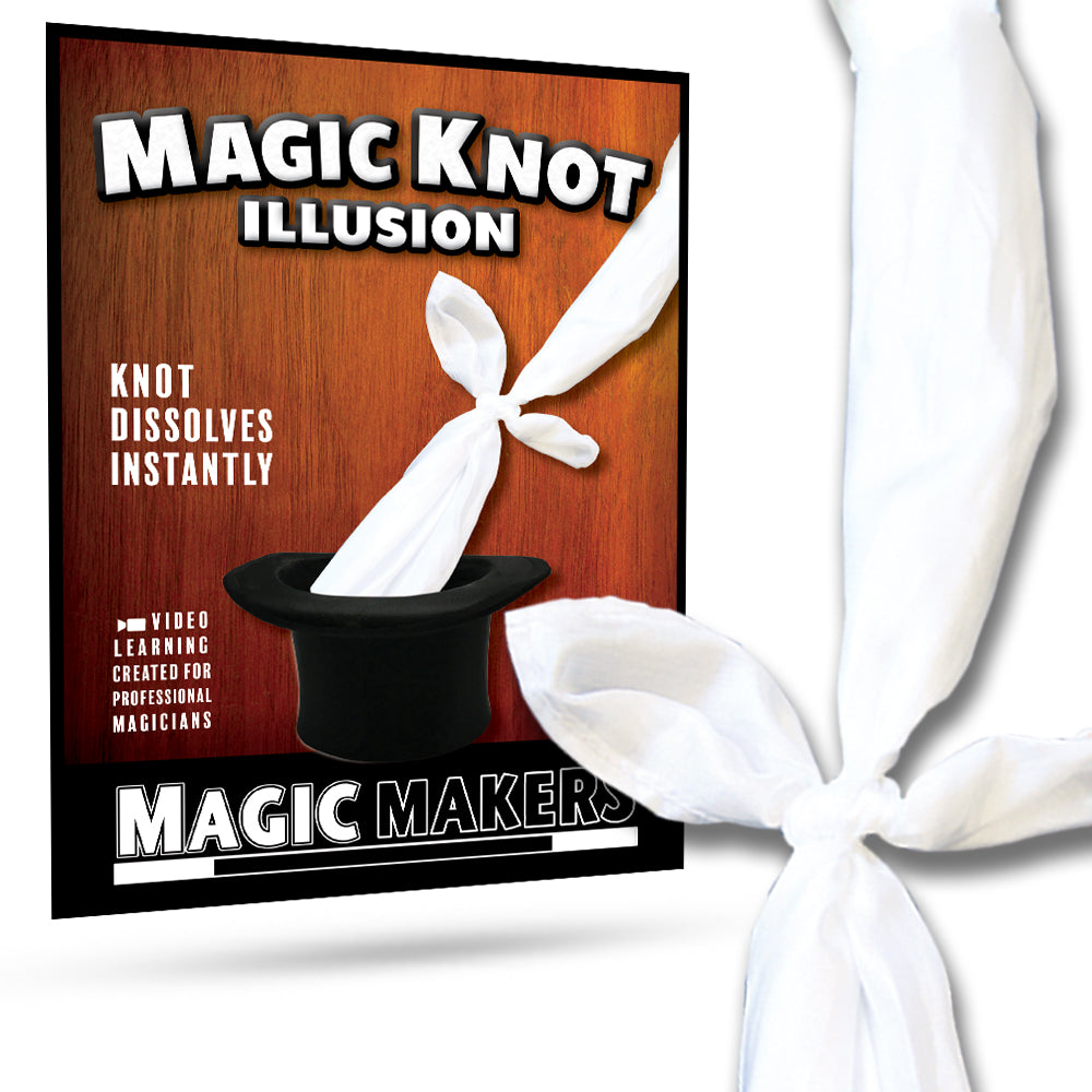 Two vibrant silk handkerchiefs tied in a knot, showcasing the classic Magic Knot Slydini Silks trick for mesmerizing magic.