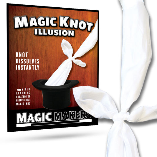 Two vibrant silk handkerchiefs tied in a knot, showcasing the classic Magic Knot Slydini Silks trick for mesmerizing magic.