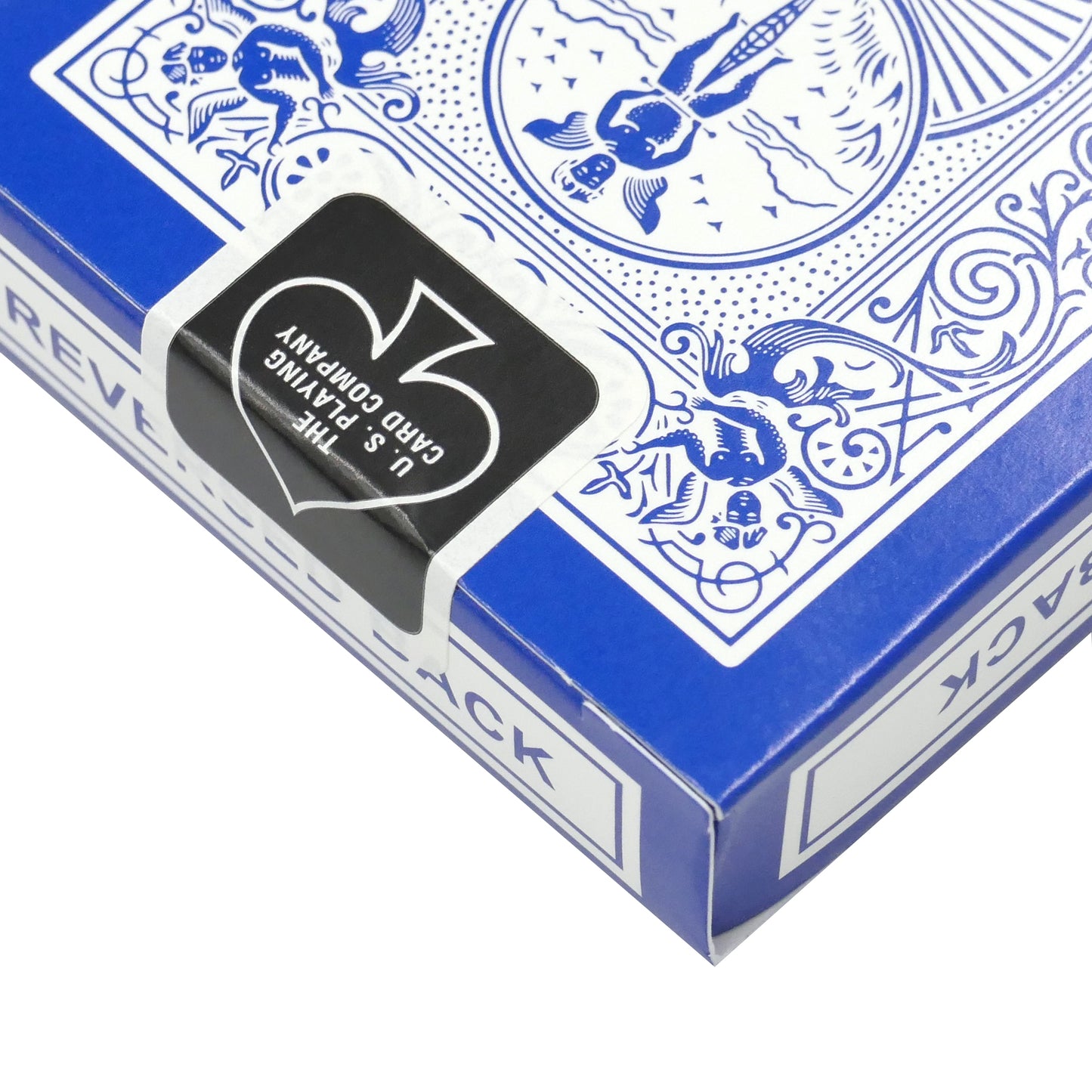 Stunning Blue Ice Bicycle Back Playing Cards with reversed design, full bleed faces, and vibrant red and white pips.