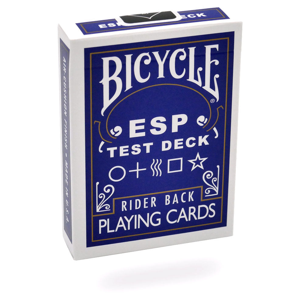 Dive into mind-reading magic with the ESP Test Deck in Blue Back Bicycle design, featuring a full 56-card set for stunning tricks.