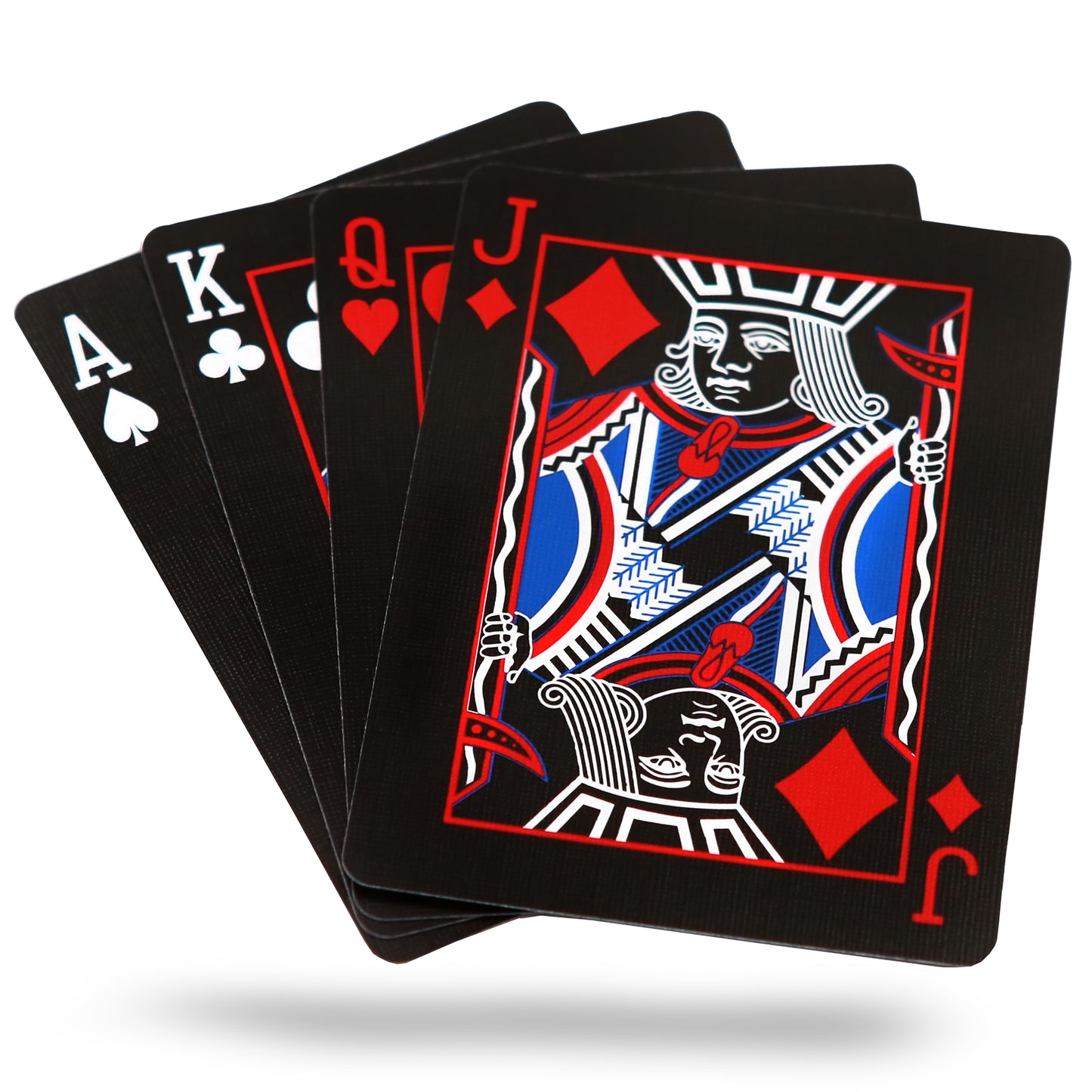 Sleek Black Spider Bicycle Back Playing Cards with striking white and red pips on a full-bleed black design, perfect for enthusiasts.