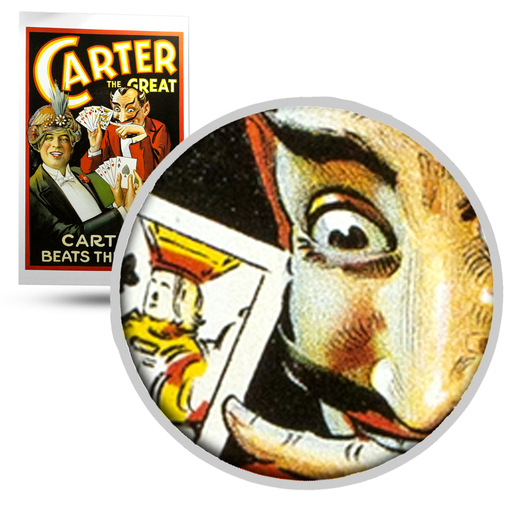 Vintage-style Carter Beats The Devil poster featuring a dramatic depiction of magician Carter the Great in action.