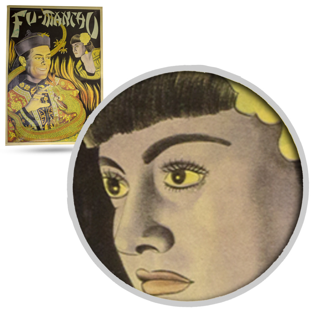 Vintage-style Fu Manchu poster featuring the iconic villain in a menacing pose, sized 29 x 20 inches, perfect for fans.