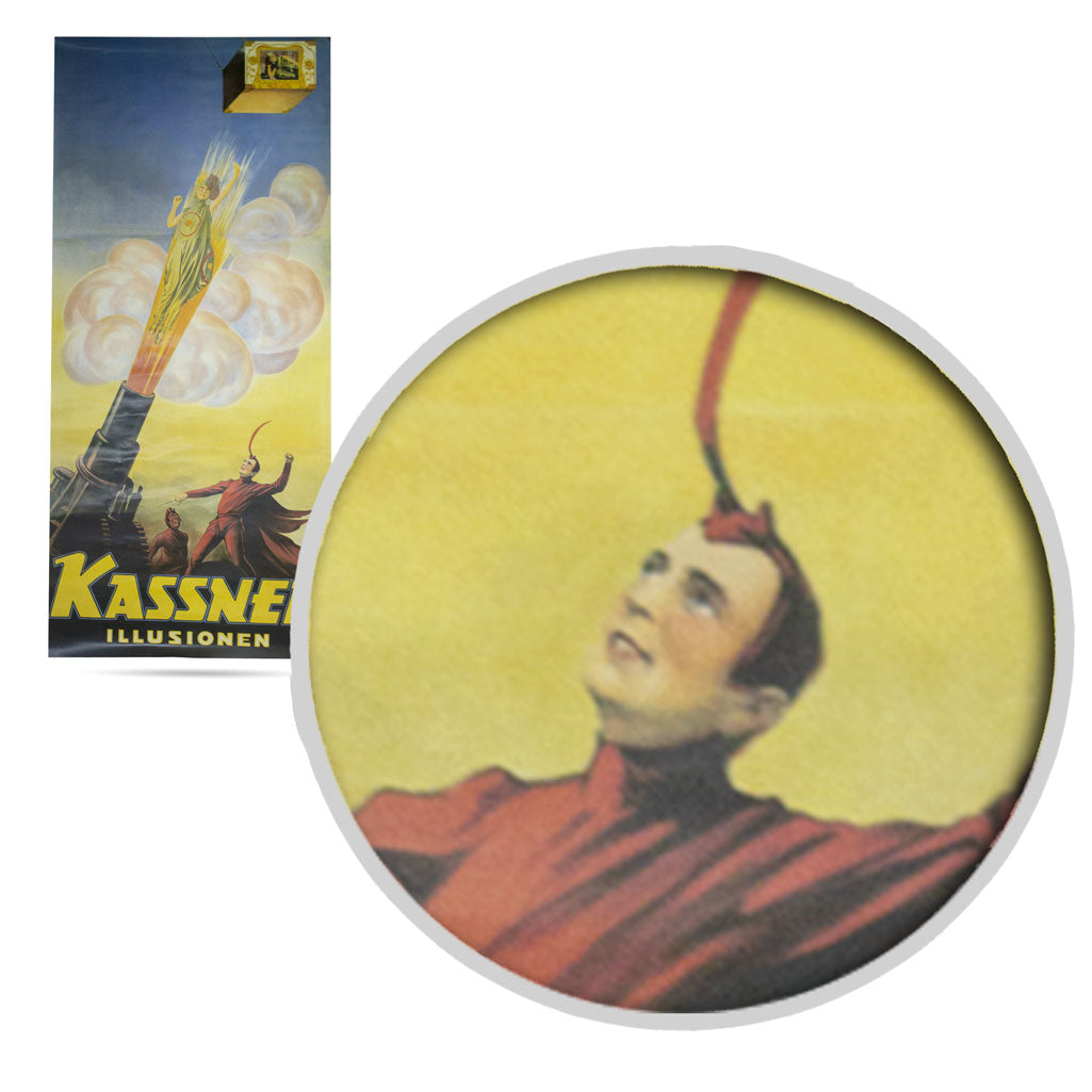 Vintage-style Kassner Illusionen poster featuring bold typography and mystical imagery, sized 36x16 inches.