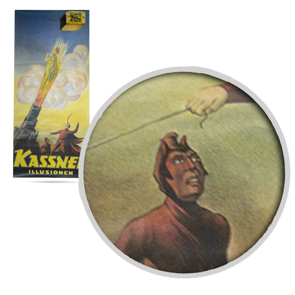 Vintage-style Kassner Illusionen poster featuring bold text and striking imagery, sized at 36x16 inches for dramatic display.
