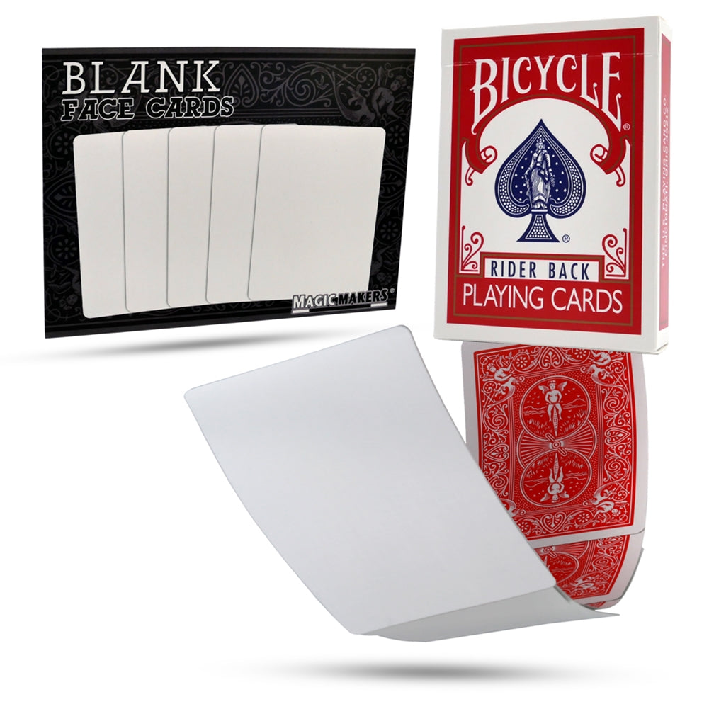 Vibrant red-backed Bicycle deck with completely blank faces, perfect for unique card magic and mentalism tricks.