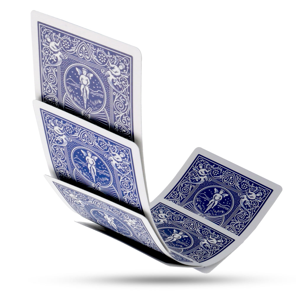 Vibrant blue Bicycle Double Back Playing Cards with classic Rider Back design on both sides, perfect for card tricks.