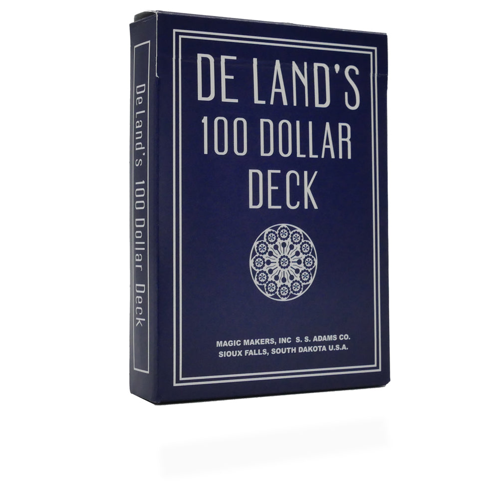 Vintage-inspired Deland's Marked $100 Deck with intricate designs, showcasing a classic Bicycle stock card back in red.