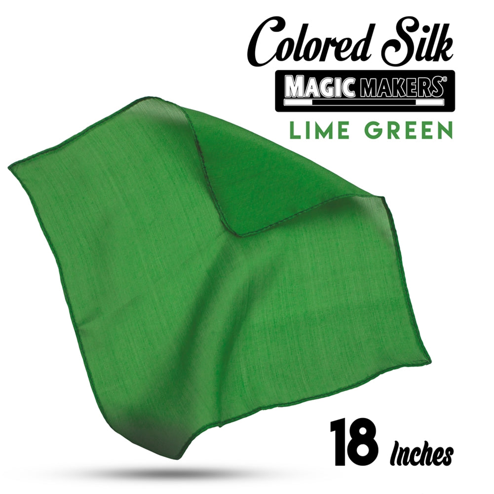 Vibrant green 18-inch silk scarf in a professional grade, showcasing a smooth, flowing texture and rich color.