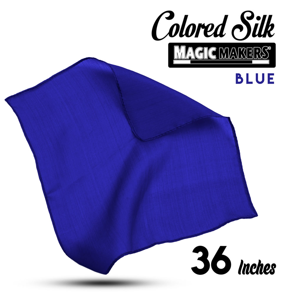 Vibrant blue 36-inch professional-grade silk fabric flowing elegantly, showcasing its rich color and smooth texture.