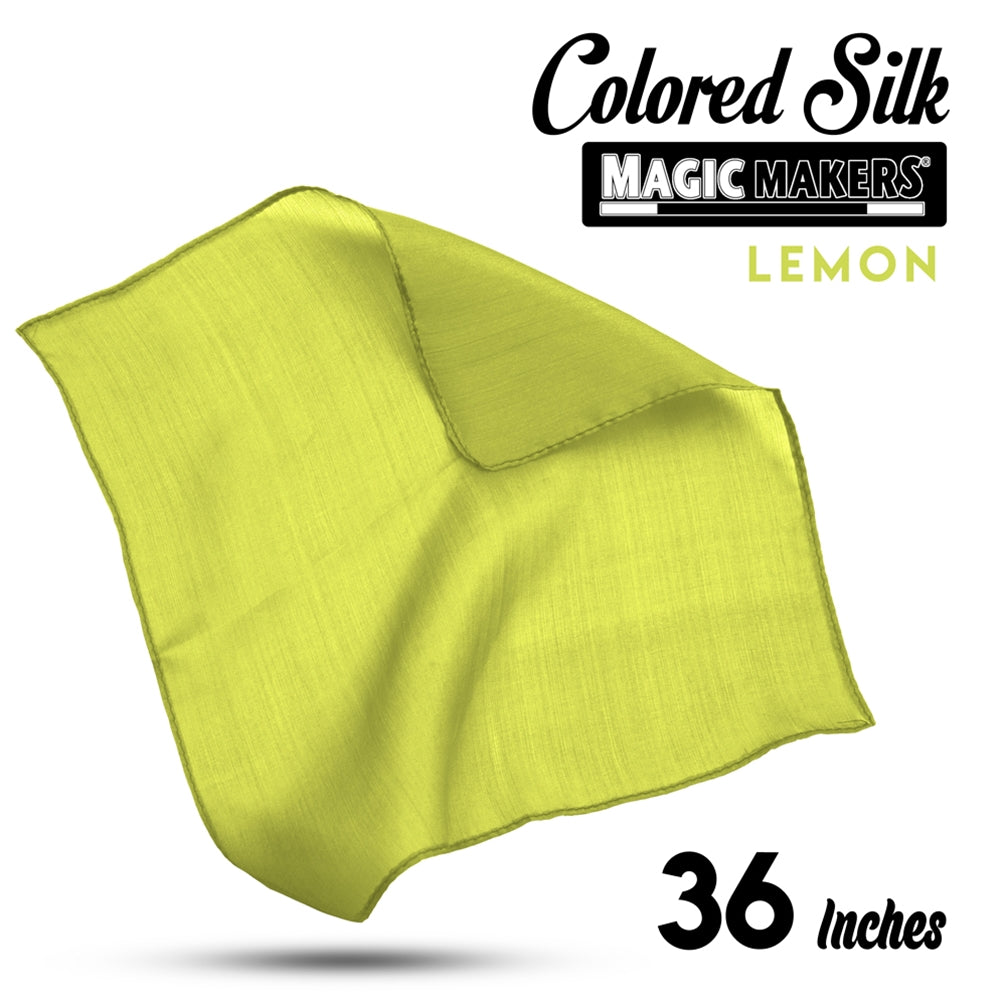 Vibrant lemon-yellow 36-inch silk fabric, showcasing a smooth, flowing texture ideal for professional performances.