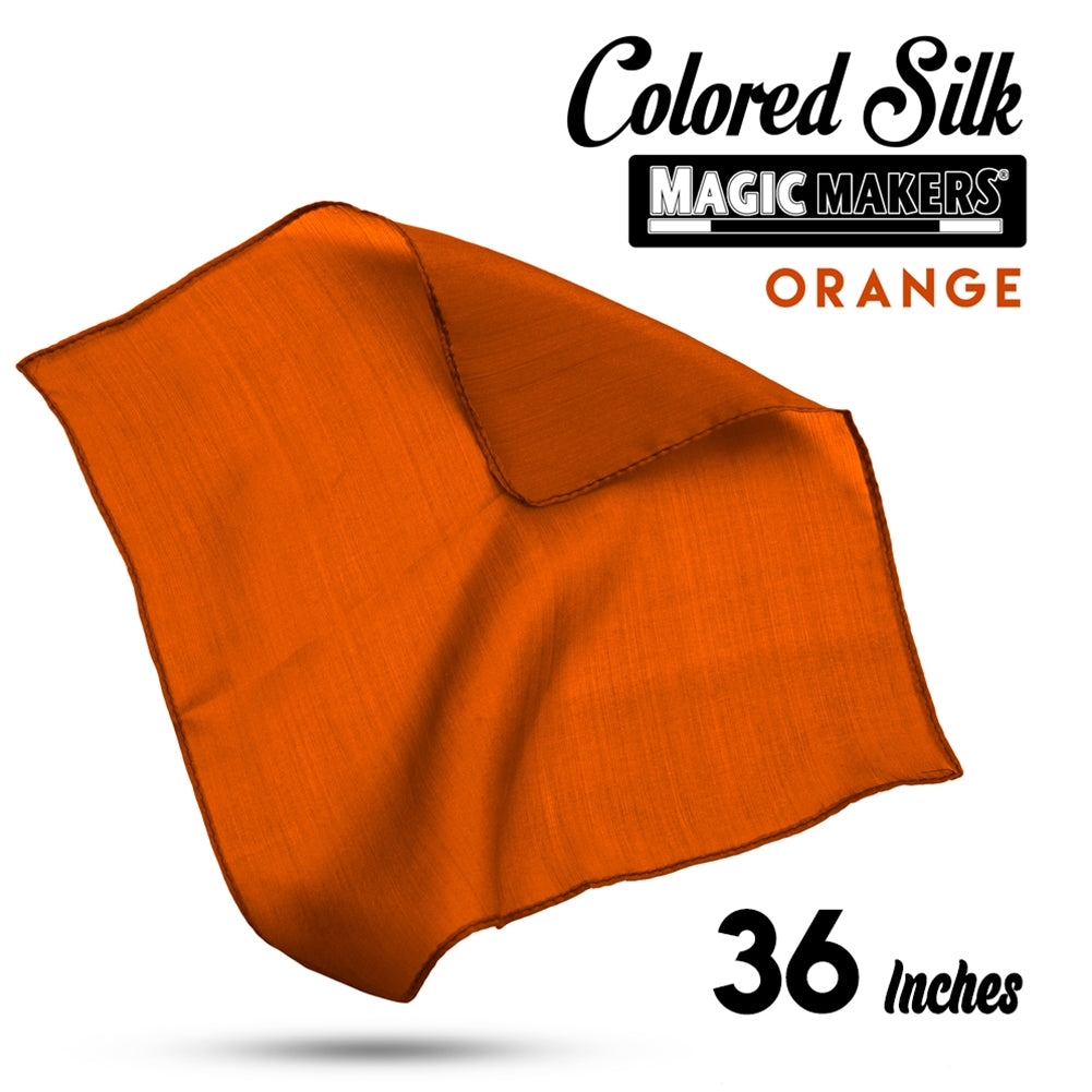 Vibrant orange 36-inch professional-grade silk fabric flowing gracefully, showcasing its rich color and smooth texture.