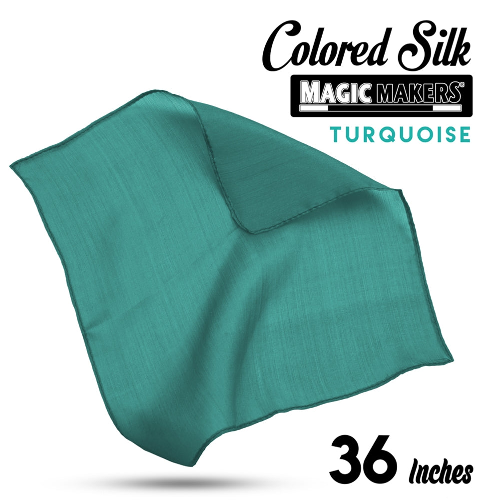 Vibrant turquoise 36-inch professional-grade silk fabric, showcasing a smooth, flowing texture and rich color.