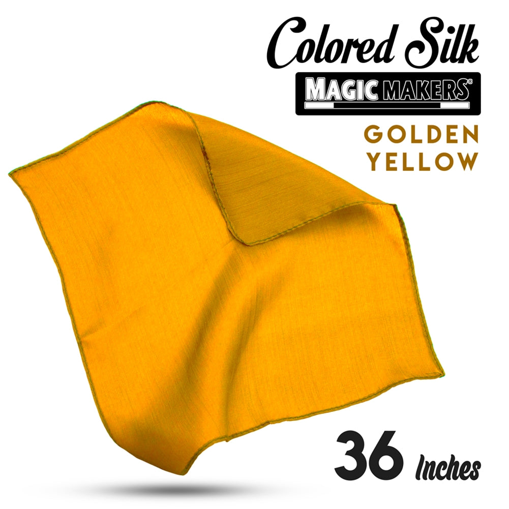 Vibrant golden yellow 36-inch silk fabric, showcasing a rich, professional-grade texture and elegant sheen.