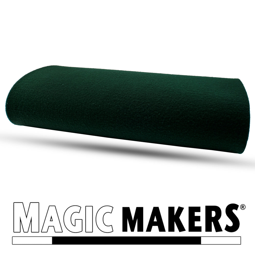 Vibrant hunter green close-up pad with a smooth gaming table surface, ideal for card tricks and shell games, sized 17.75 x 14 inches.