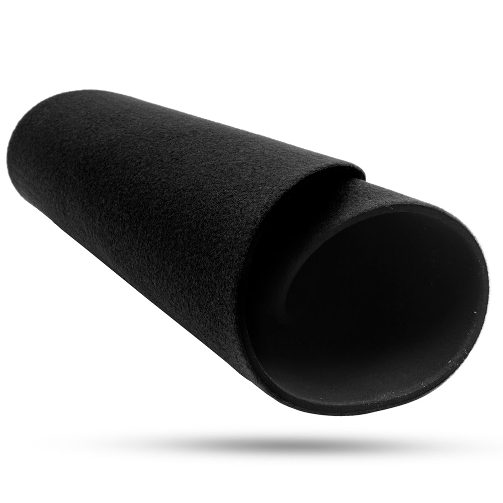 Sleek midnight black half-circle close-up pad, 22.5 x 11.5 inches, with a smooth gaming table surface and neoprene backing.