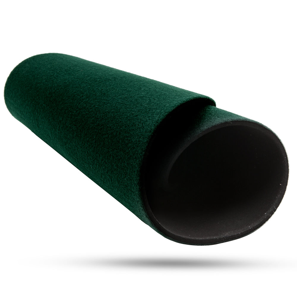 Vibrant hunter green half-circle close-up pad with a smooth gaming table surface, ideal for card tricks and street magic.
