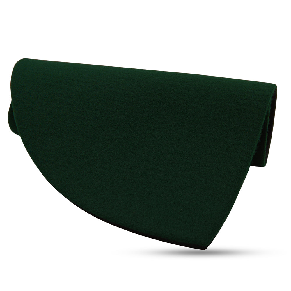 Vibrant hunter green half-circle neoprene pad, 17.25" x 9", ideal for card tricks and street magic with a smooth surface.