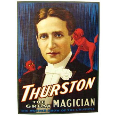 Vibrant Thurston The Great Magician poster, showcasing a timeless portrait with bold colors on a 12x8.75-inch canvas.