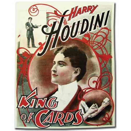 Vibrant Houdini King of Cards poster featuring a timeless portrait of the iconic magician on a 12x9.5-inch paper canvas.