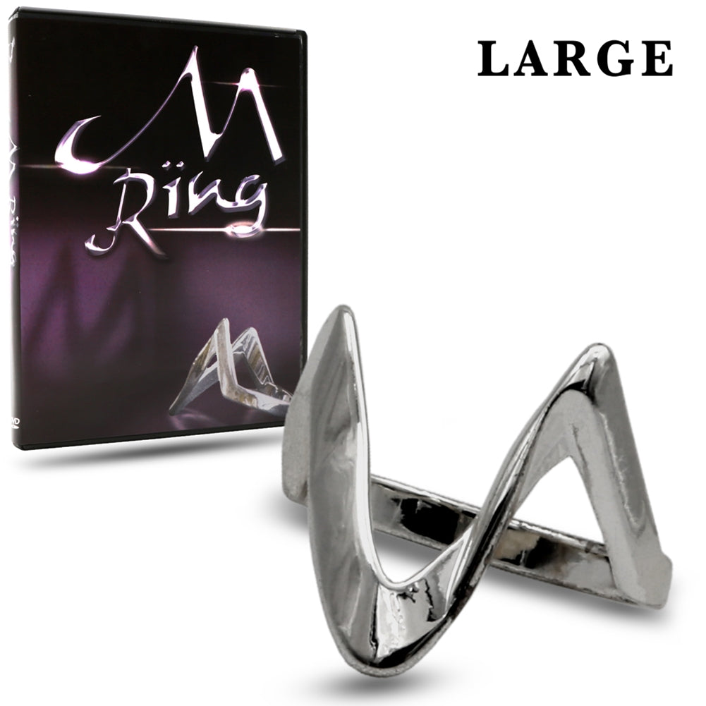 Sleek M Ring in large size (10-19.8mm) on a dark background, showcasing its subtle design for magical illusions.