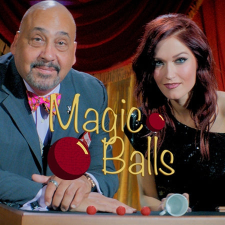 Vibrant Magic Balls by George Bradley, showcasing four colorful spheres designed for seamless sleight of hand tricks.