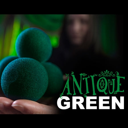 Vintage-style green sponge balls with a distressed finish, showcasing a soft, grippy texture in a set of four.