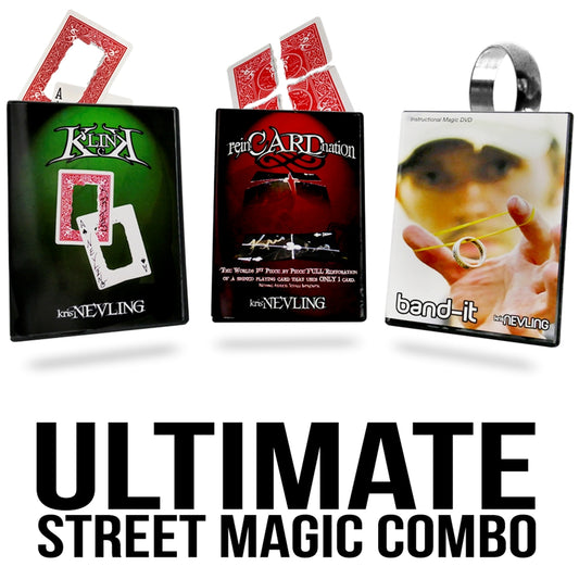 Dive into the world of illusion with the Ultimate Street Magic Combo, featuring 3 mind-blowing magic training courses by Kris Nevling.
