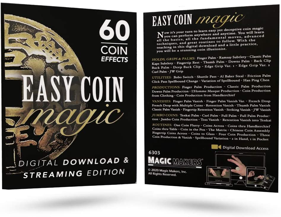 Close-up view of The Master's Coin Magic Kit, showcasing a shiny metal coin funnel and instructional DVDs for jaw-dropping tricks.