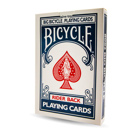 Jumbo Blue Bicycle Deck showcasing oversized playing cards with classic blue backs, ideal for captivating large audiences.