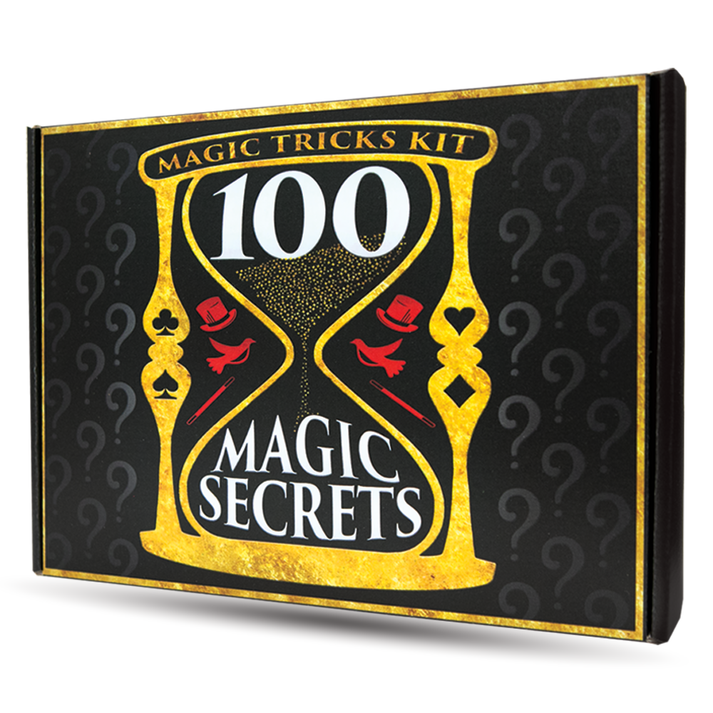 Explore endless fun with the 100 Magic Secrets Tricks Kit, featuring colorful cards, silks, and props for amazing illusions!