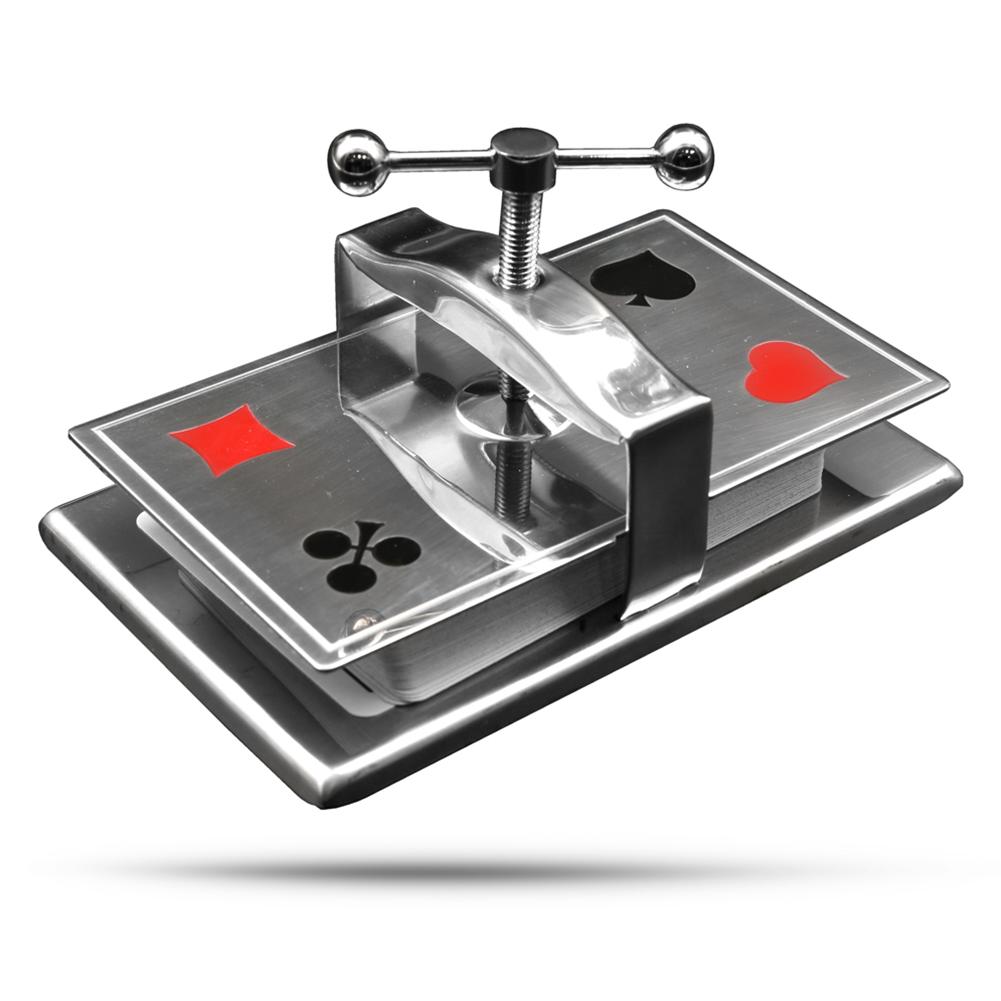 Sleek chrome Collector's Card Press with a 19th-century European design, elegantly crafted to flatten and preserve card decks.