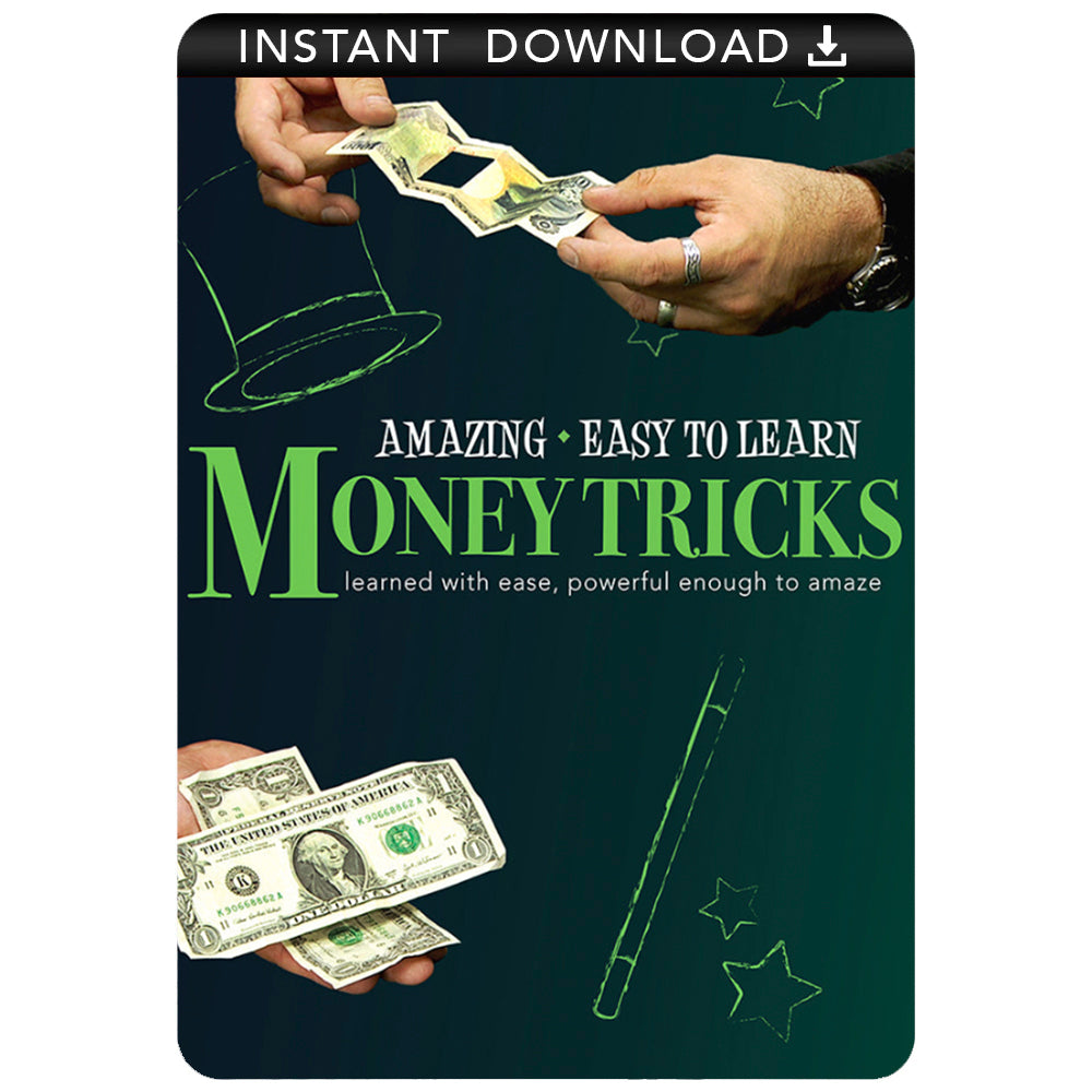 Explore the art of illusion with this digital download of Magic Makers' Money Tricks, showcasing mind-bending bill magic.