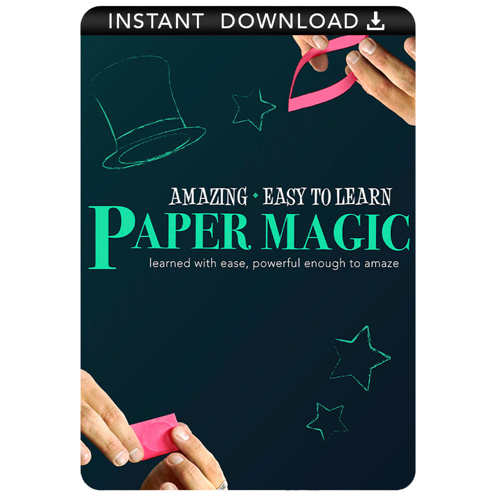 Close-up view of a magician performing a captivating paper magic trick, showcasing torn and restored paper effects.